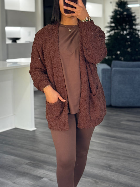 Brown pop cardigan