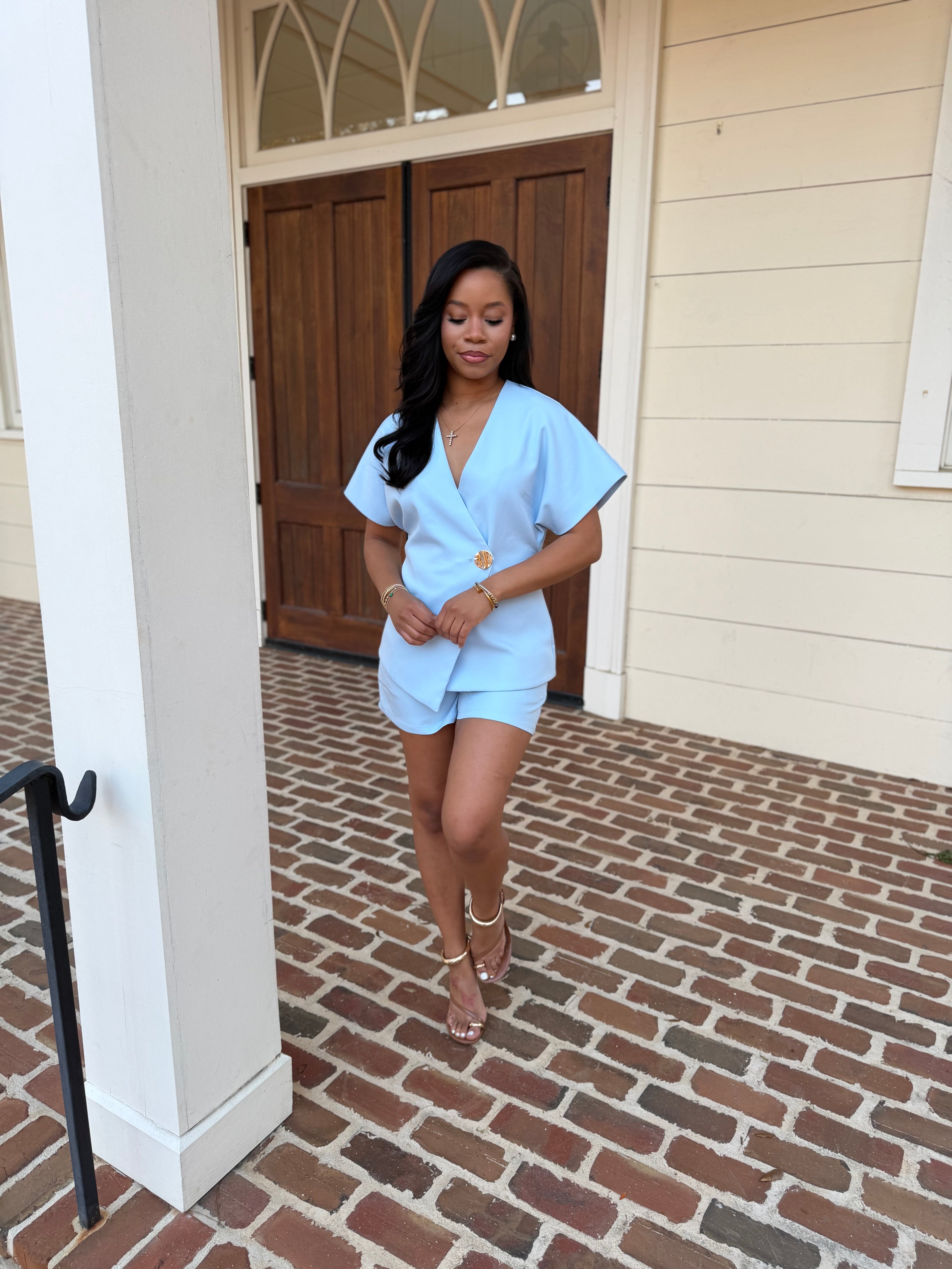 Bella blue matching short set