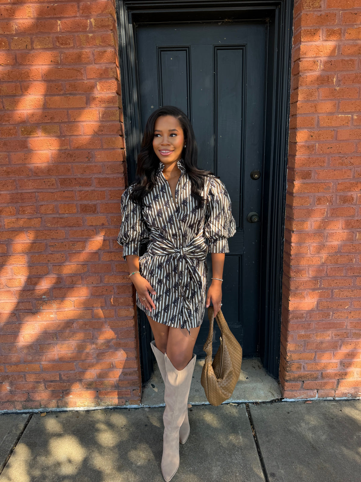 Stripe sleeve mini dress