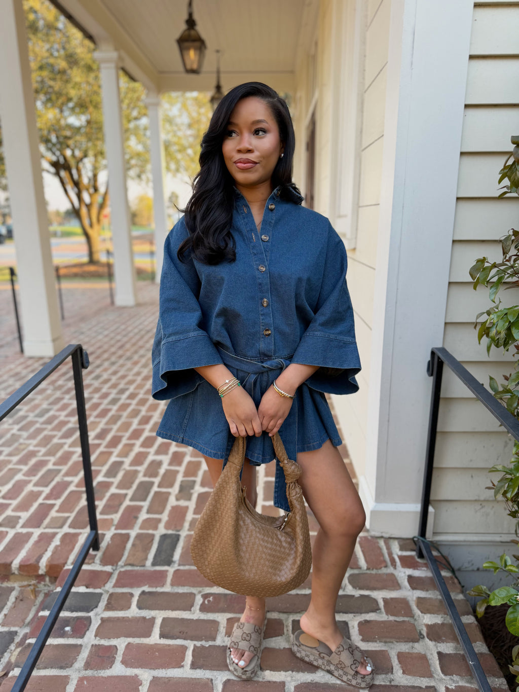 Belle denim romper