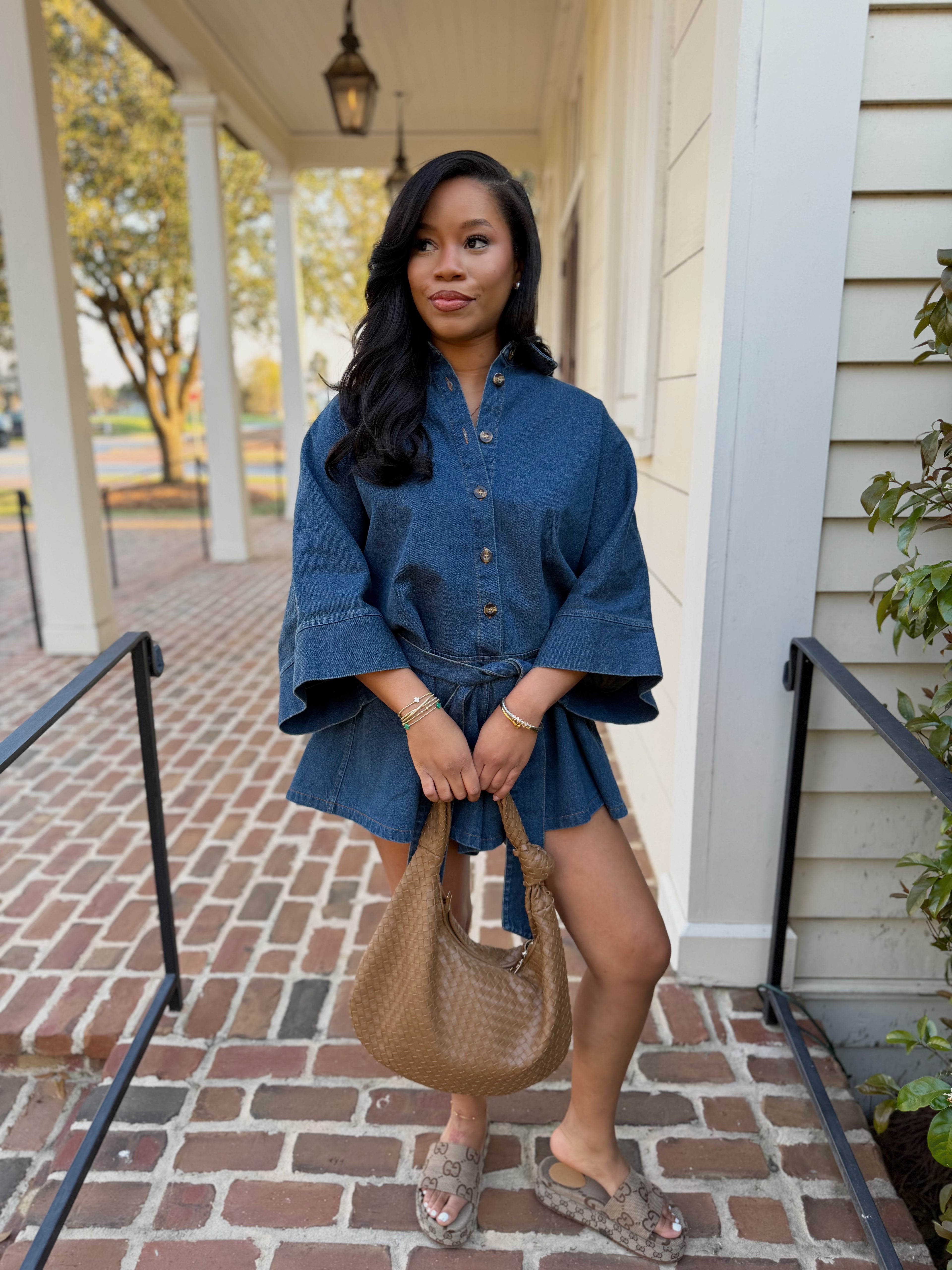 Belle denim romper