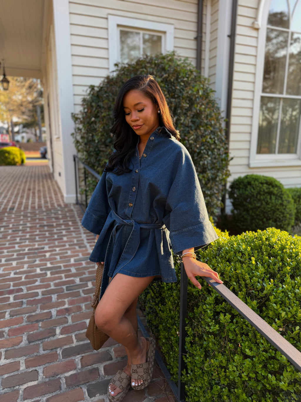 Belle denim romper
