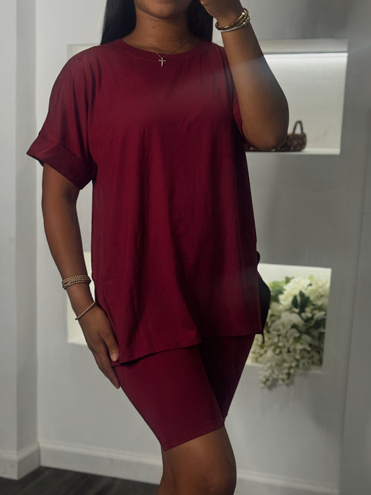 Maroon butter soft set (vneck)