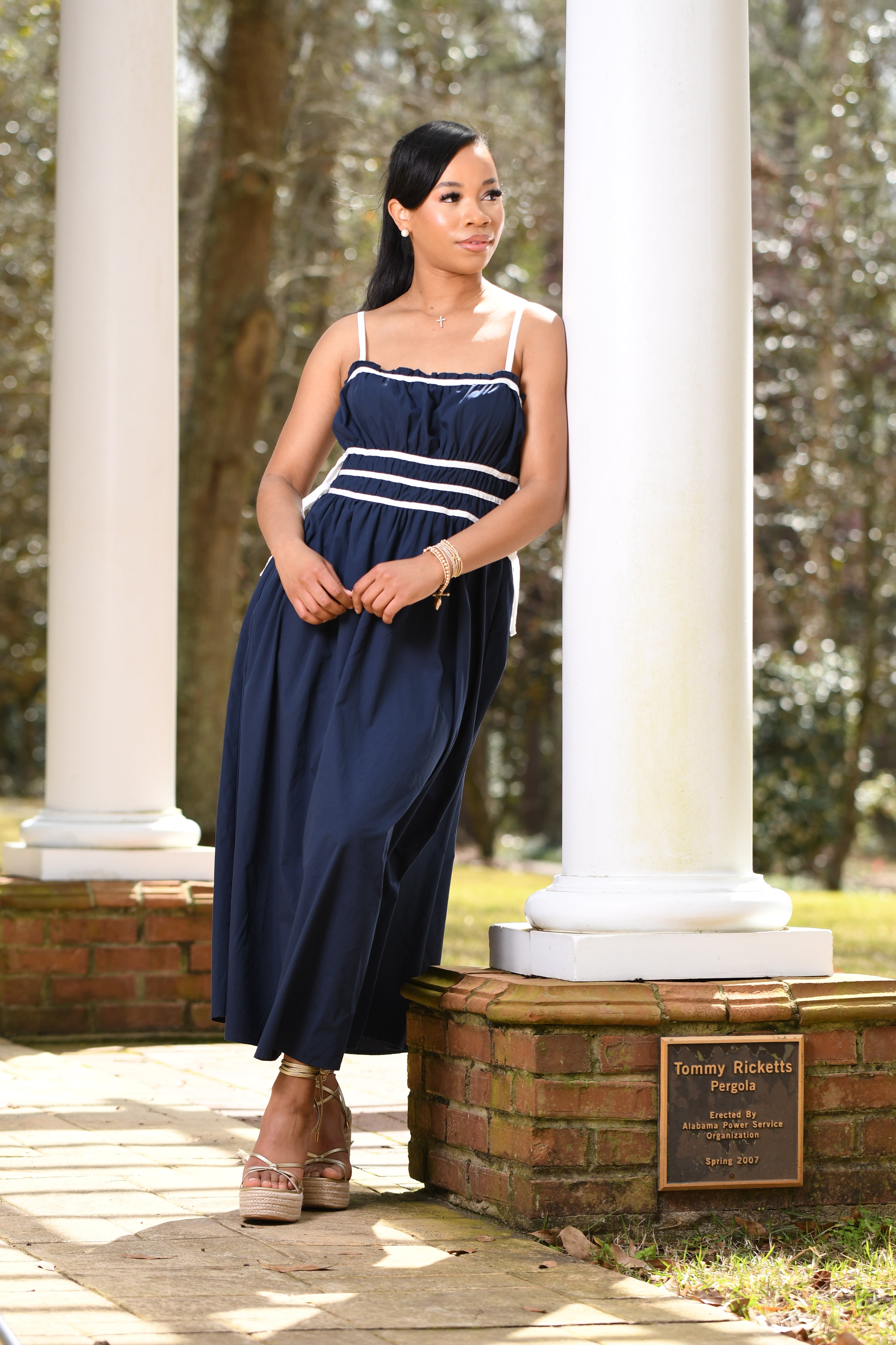 Ruched midi dress navy