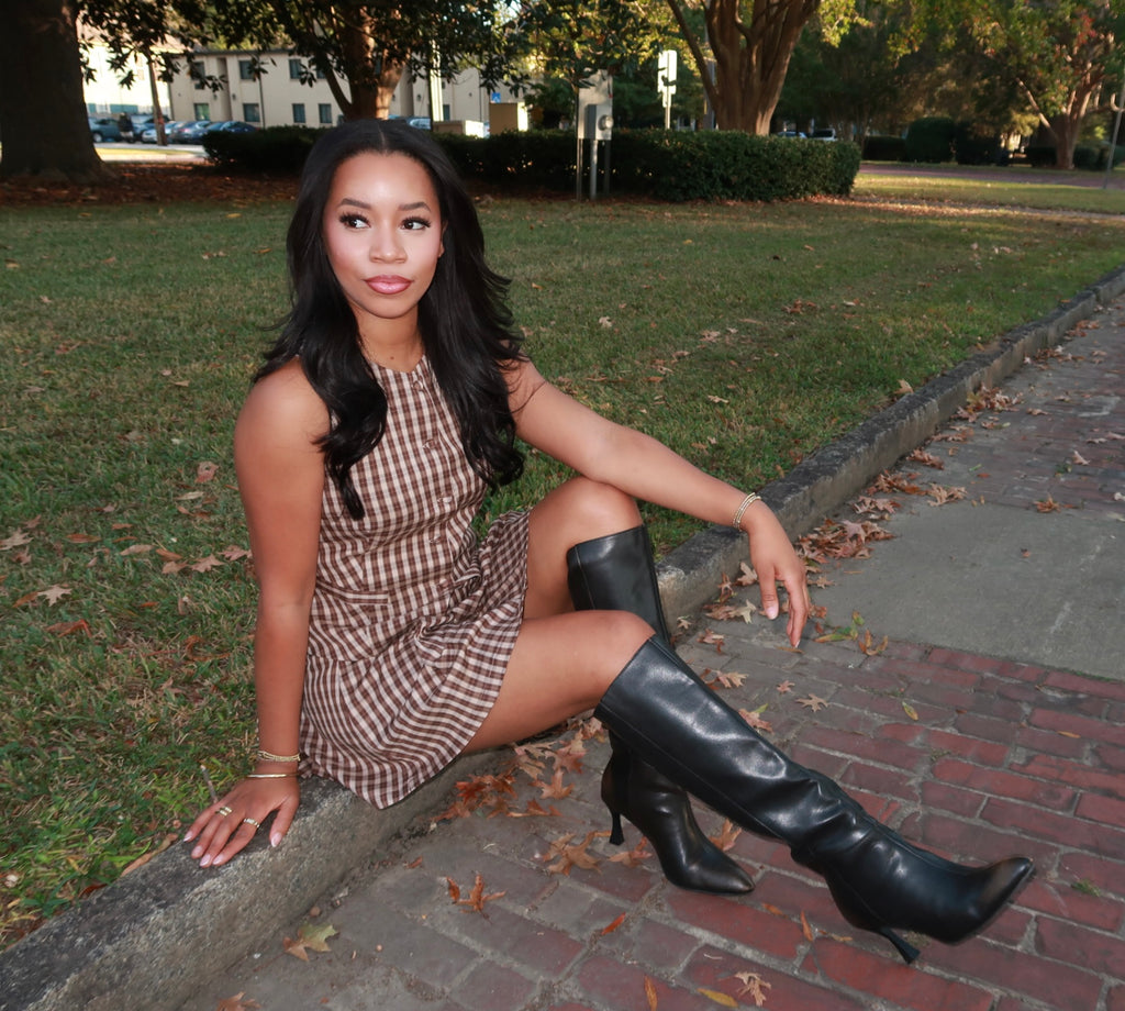 Plaid mini skirt set