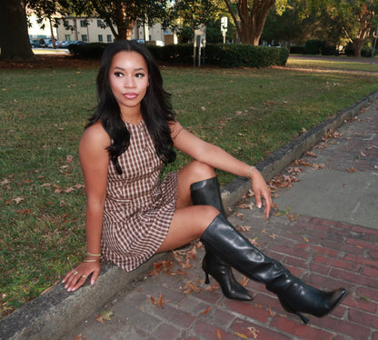 Plaid mini skirt set