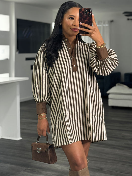 Long sleeve mini, brown