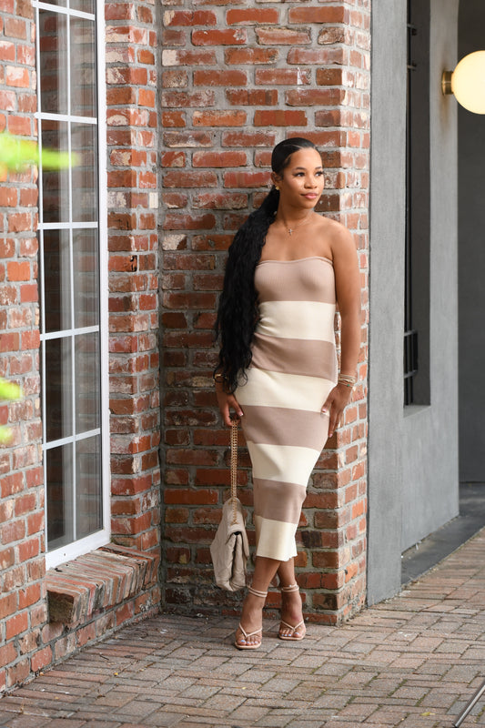 Shades of mocha, midi dress