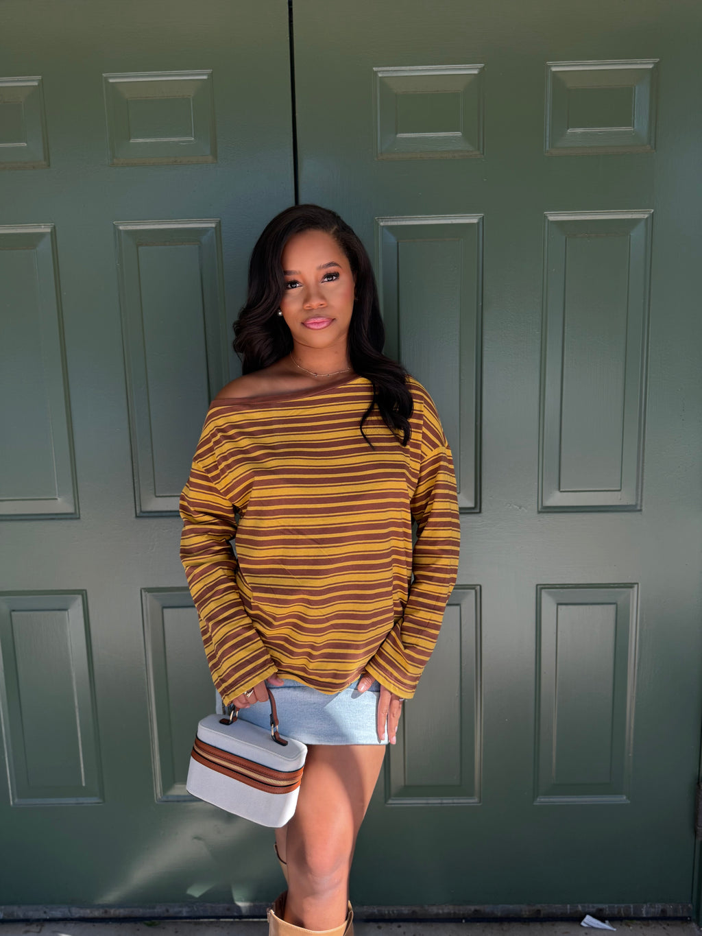 Off the shoulder long sleeve tee (yellow)