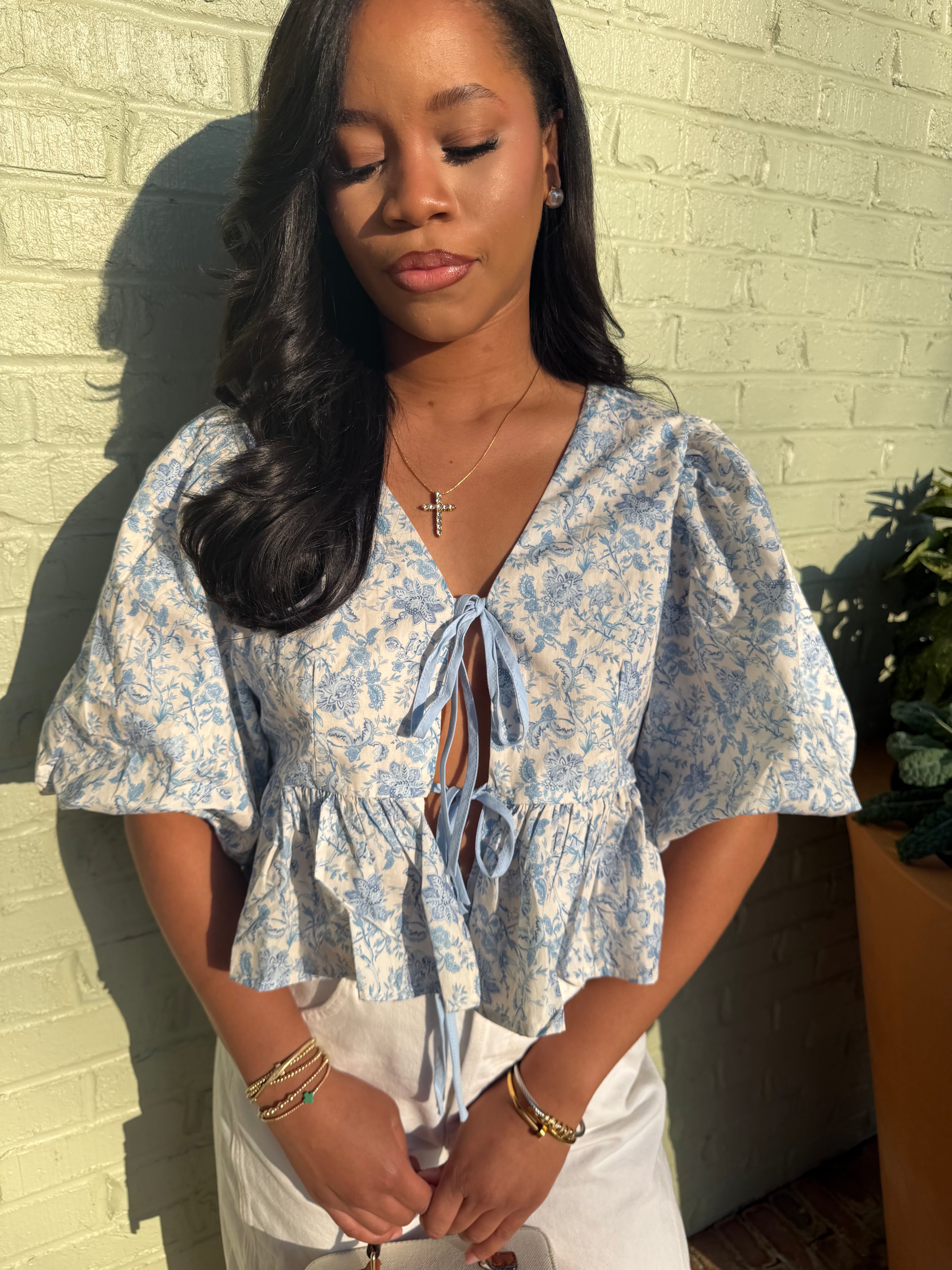 Blue hues babydoll top