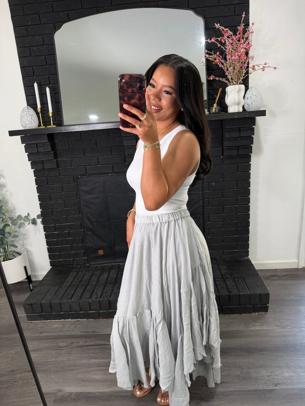 Frills maxi skirt