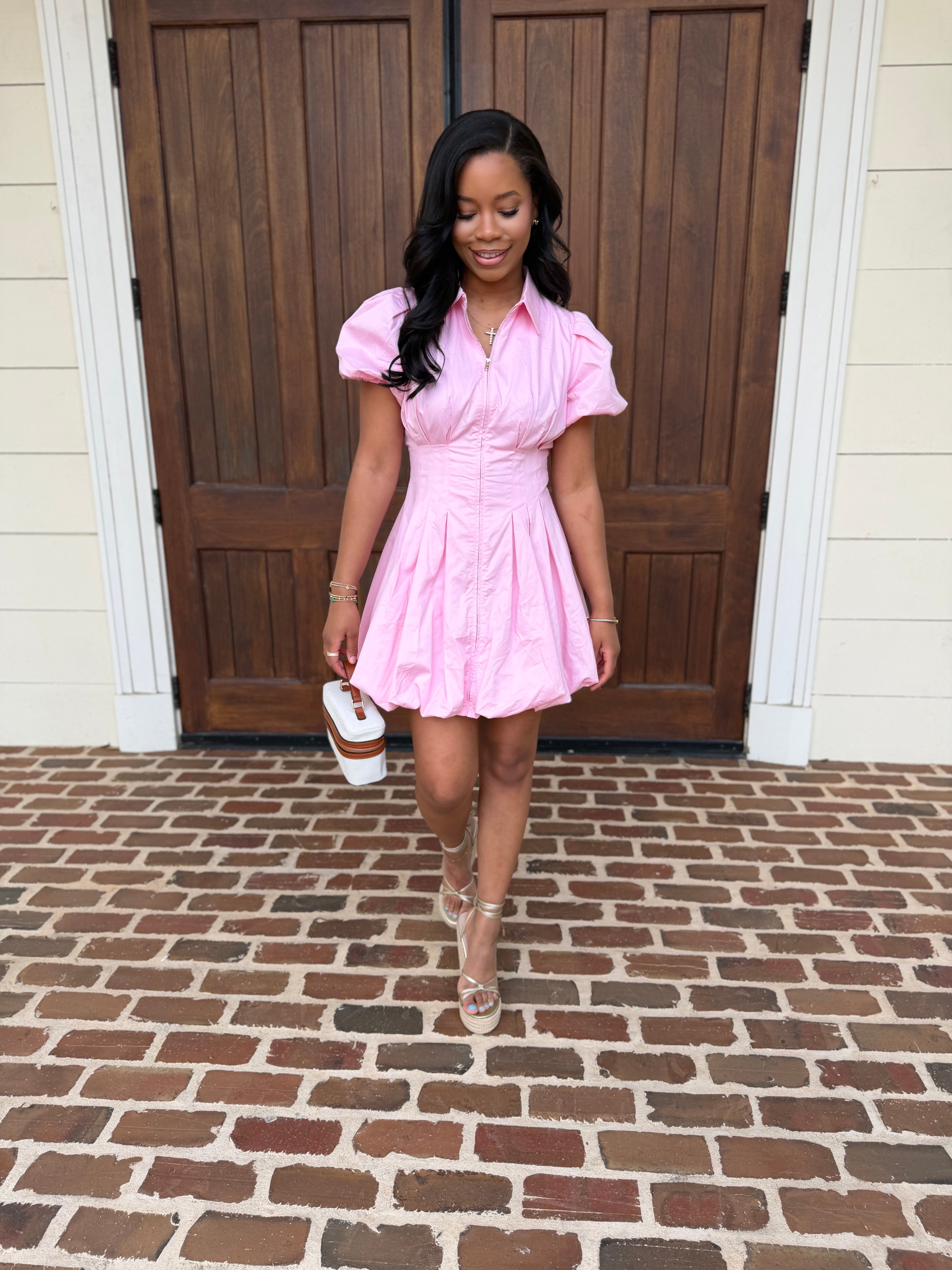 Fit and flare bubble mini dress