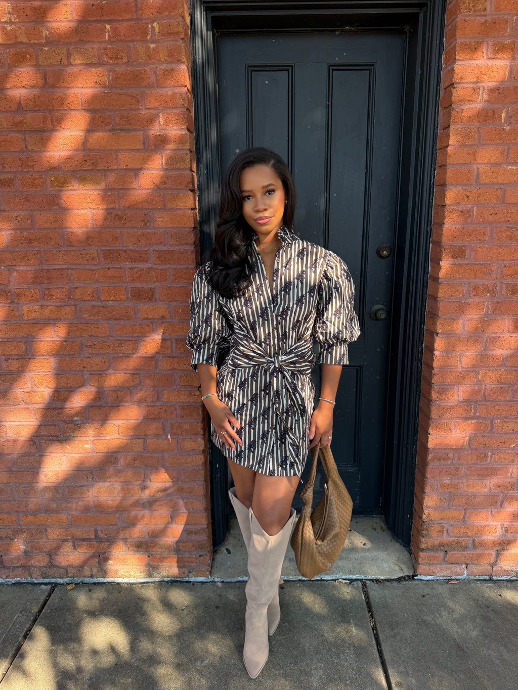 Stripe sleeve mini dress
