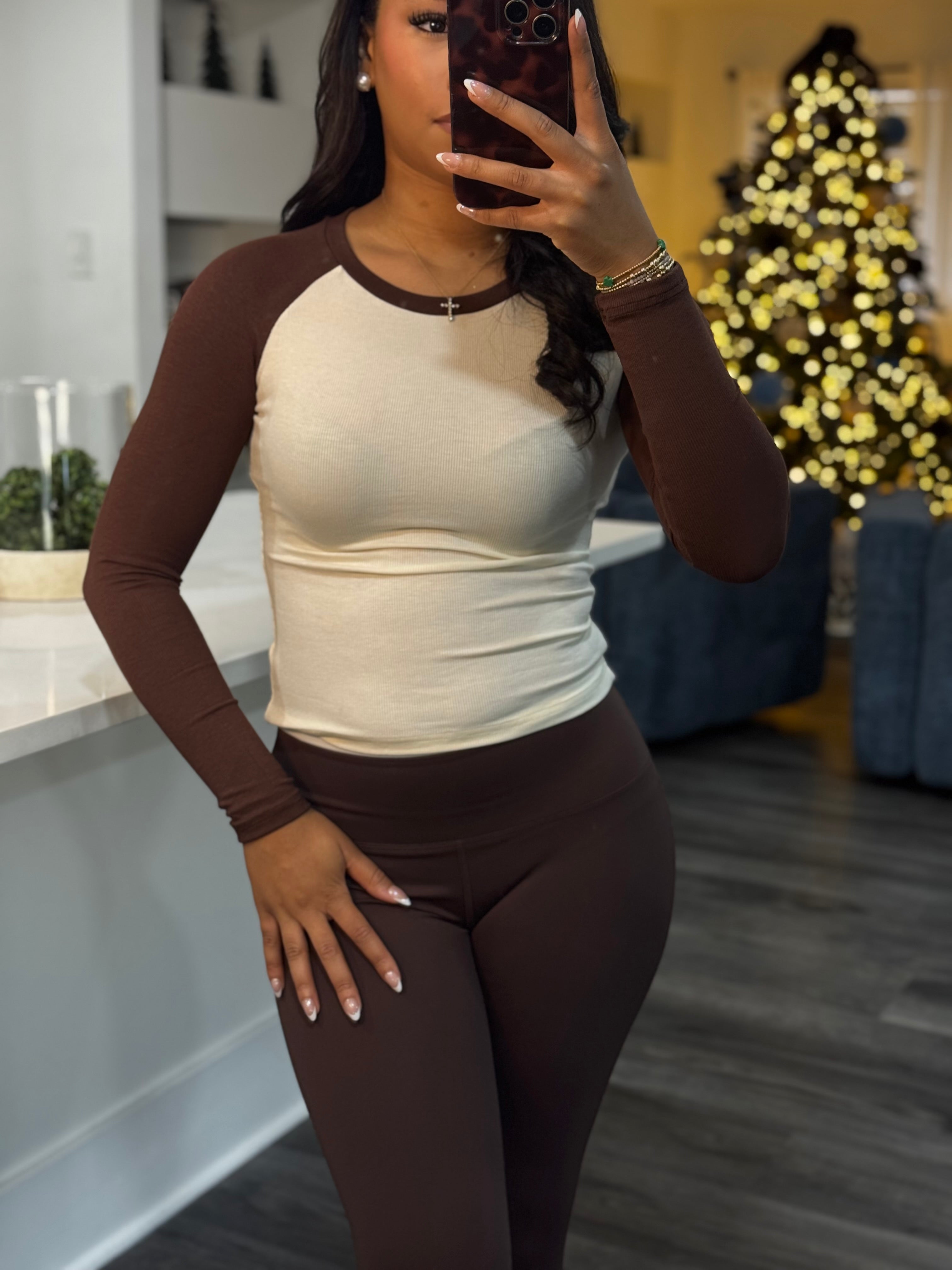 Brown baseball tee set