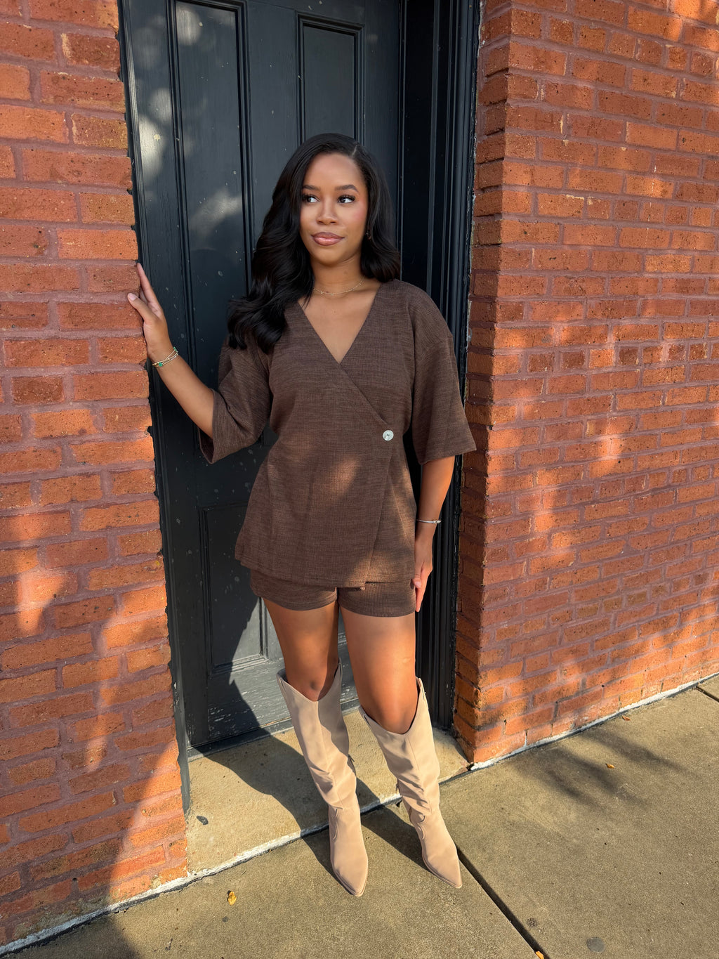 Wrap front, shorts set