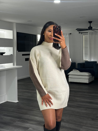 Color block sweater dress