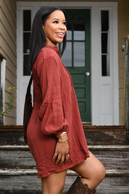 Linen romper, rust