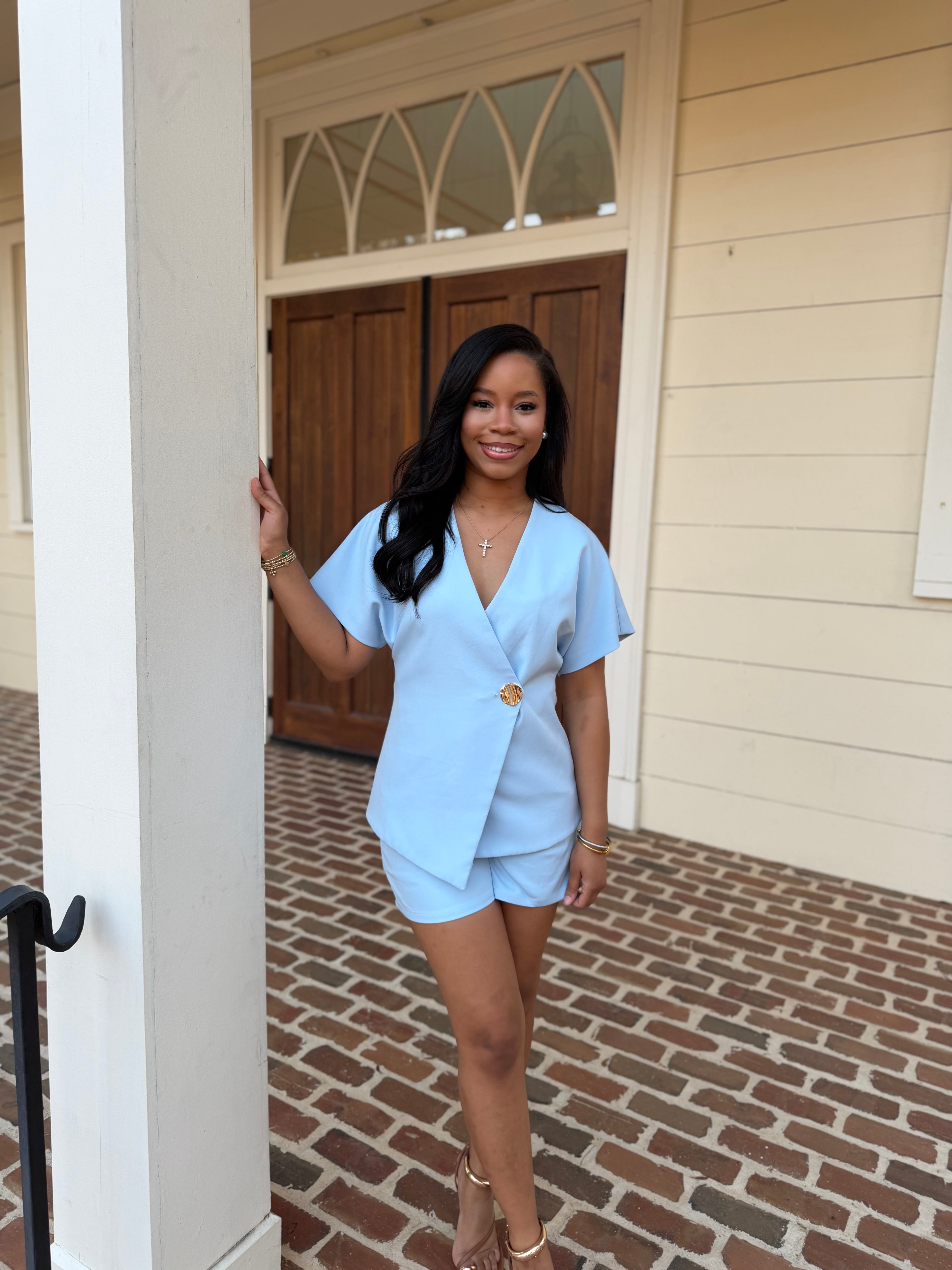 Bella blue matching short set