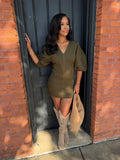 Green denim mini dress (preorder)
