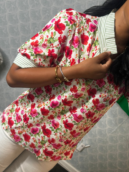 Floral collar top