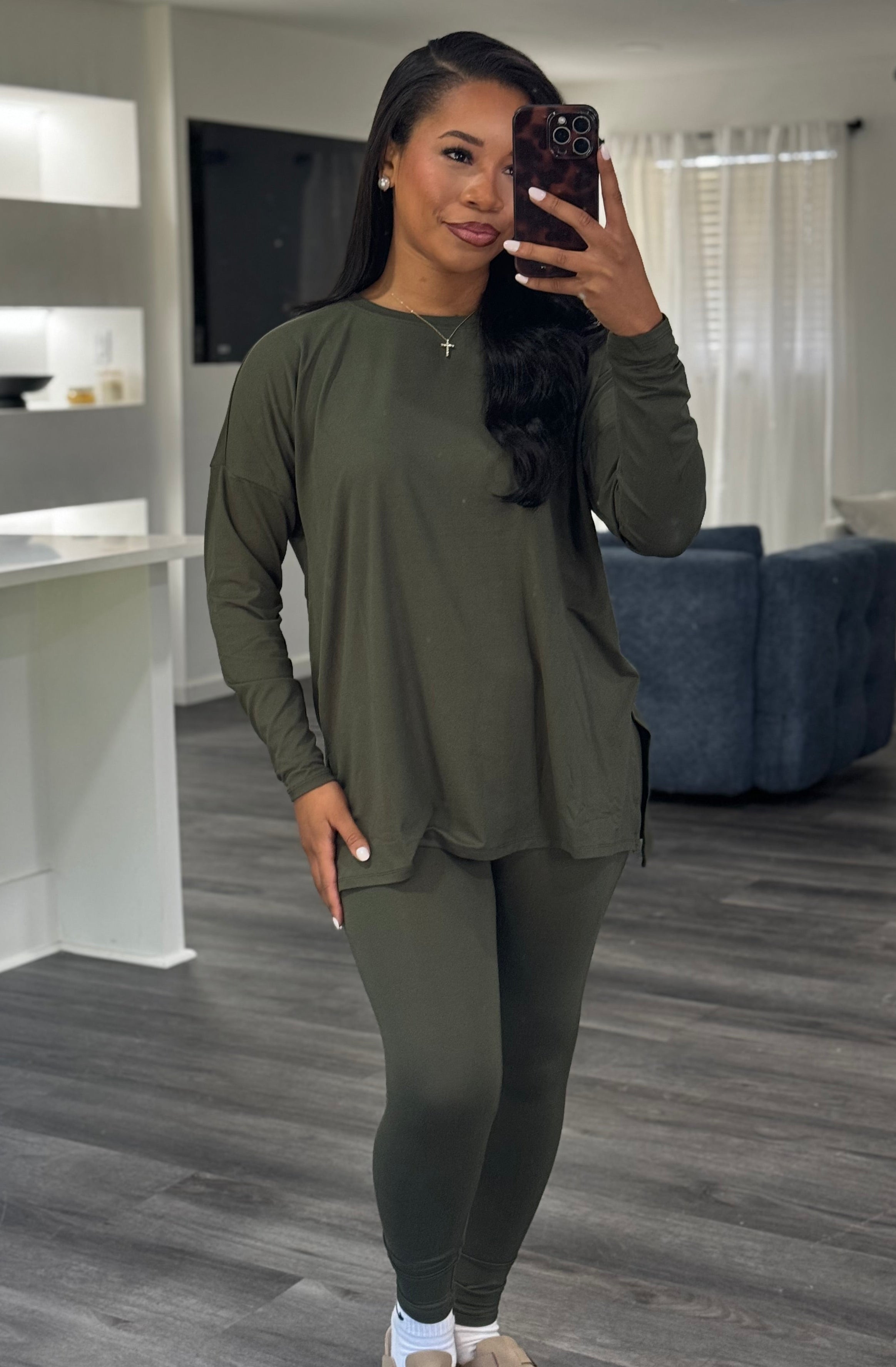 Dark olive butter soft set