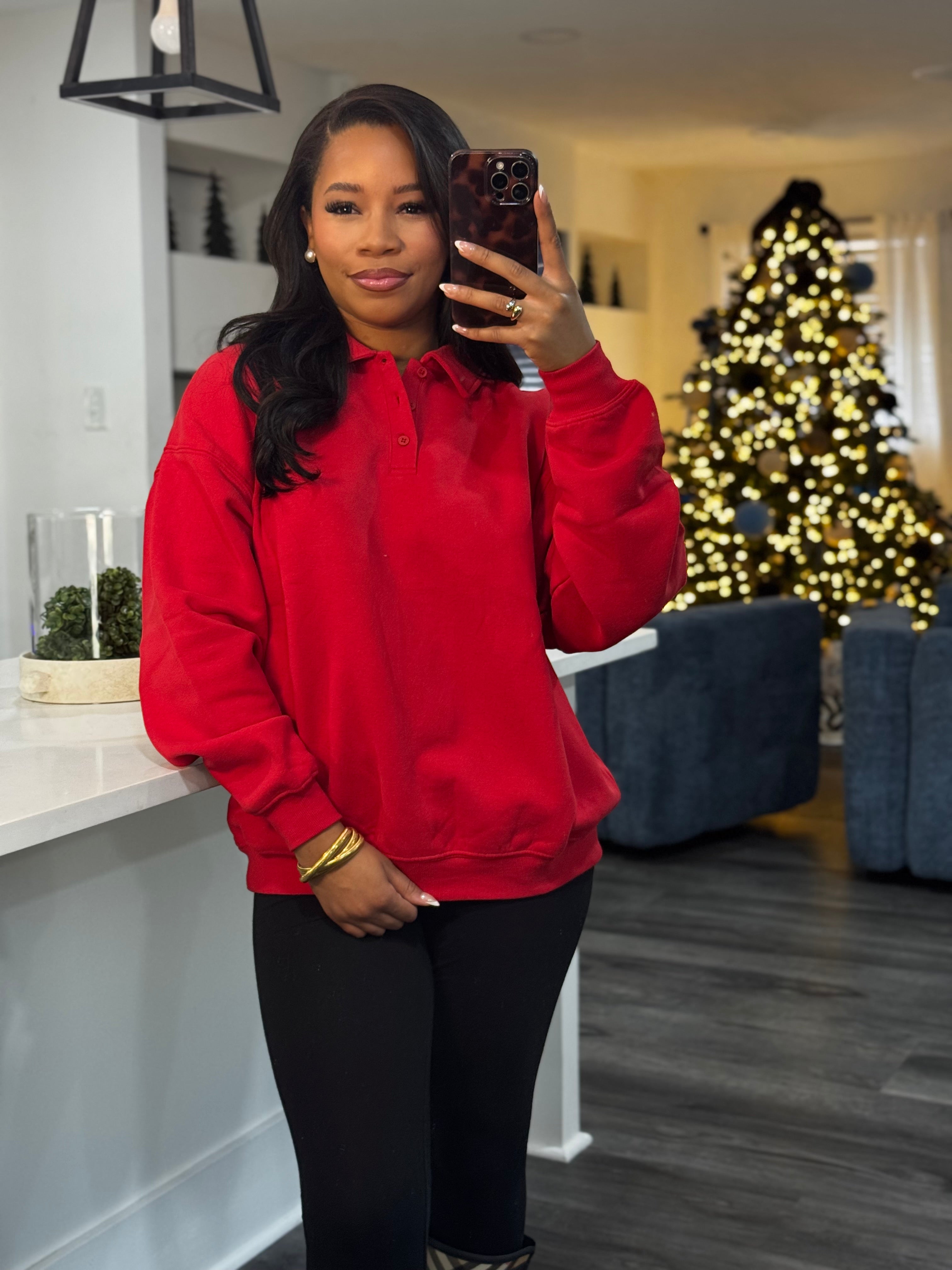 Red Collared sweatshirt