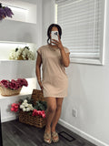 Taupe biker mini dress