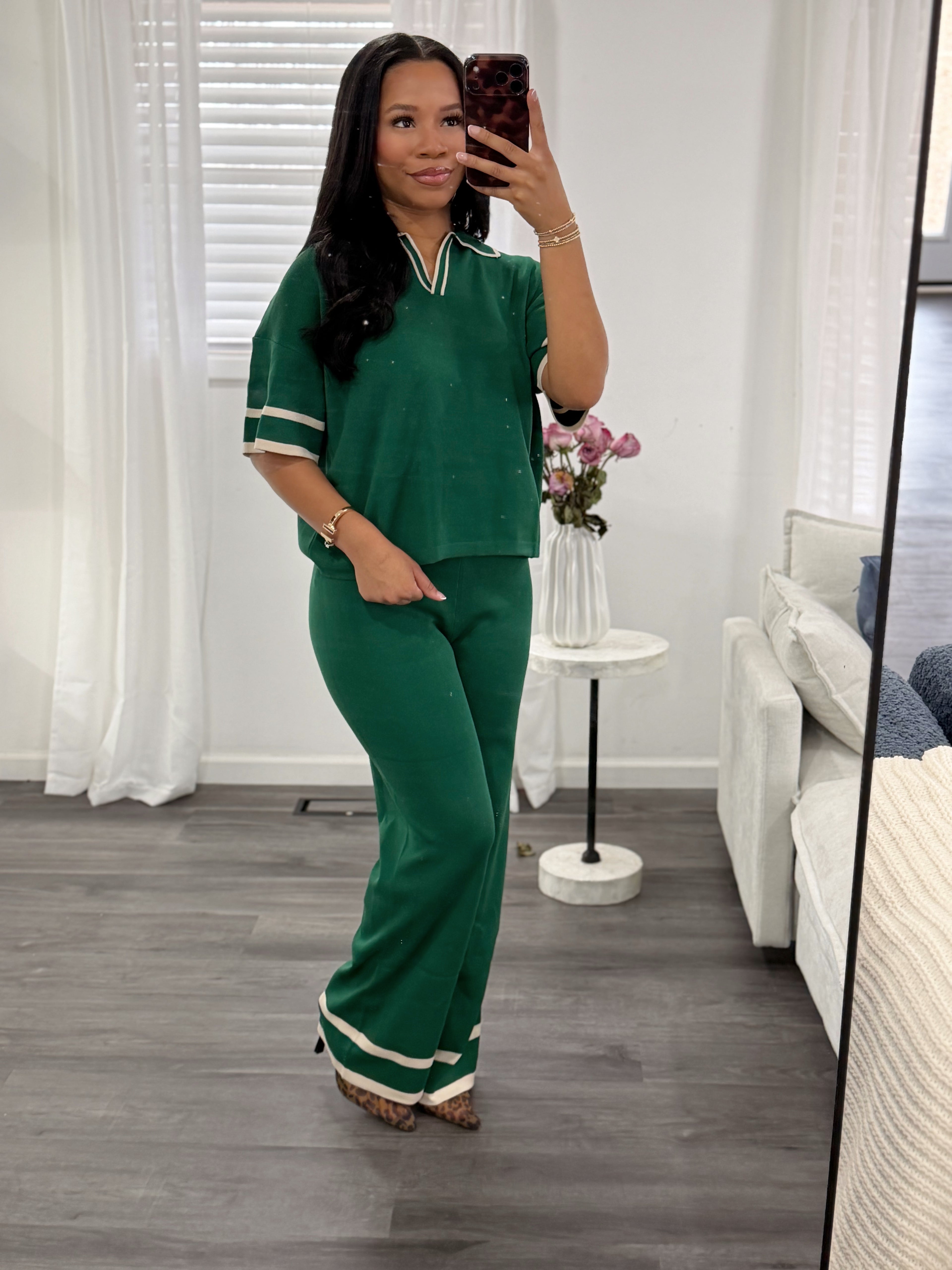 Elle knit matching set, green (preorder)