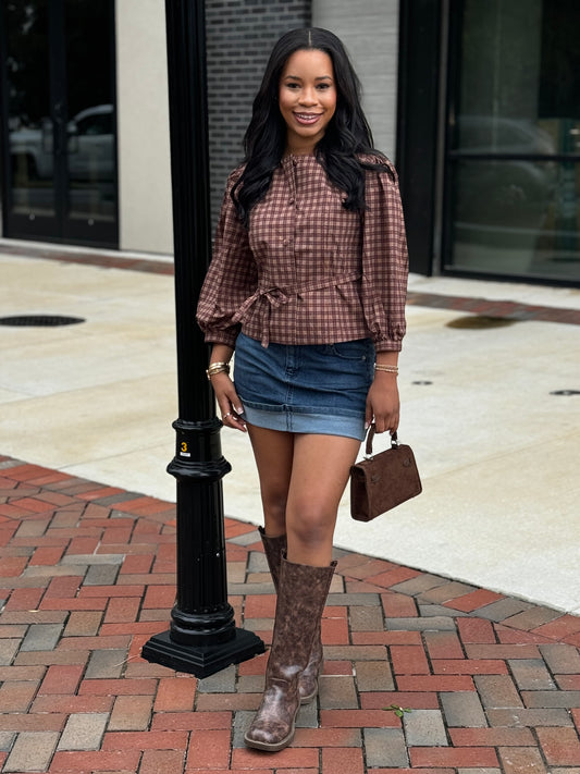 Gingham peplum top