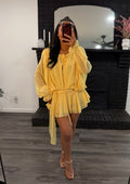 Yellow drape mini dress