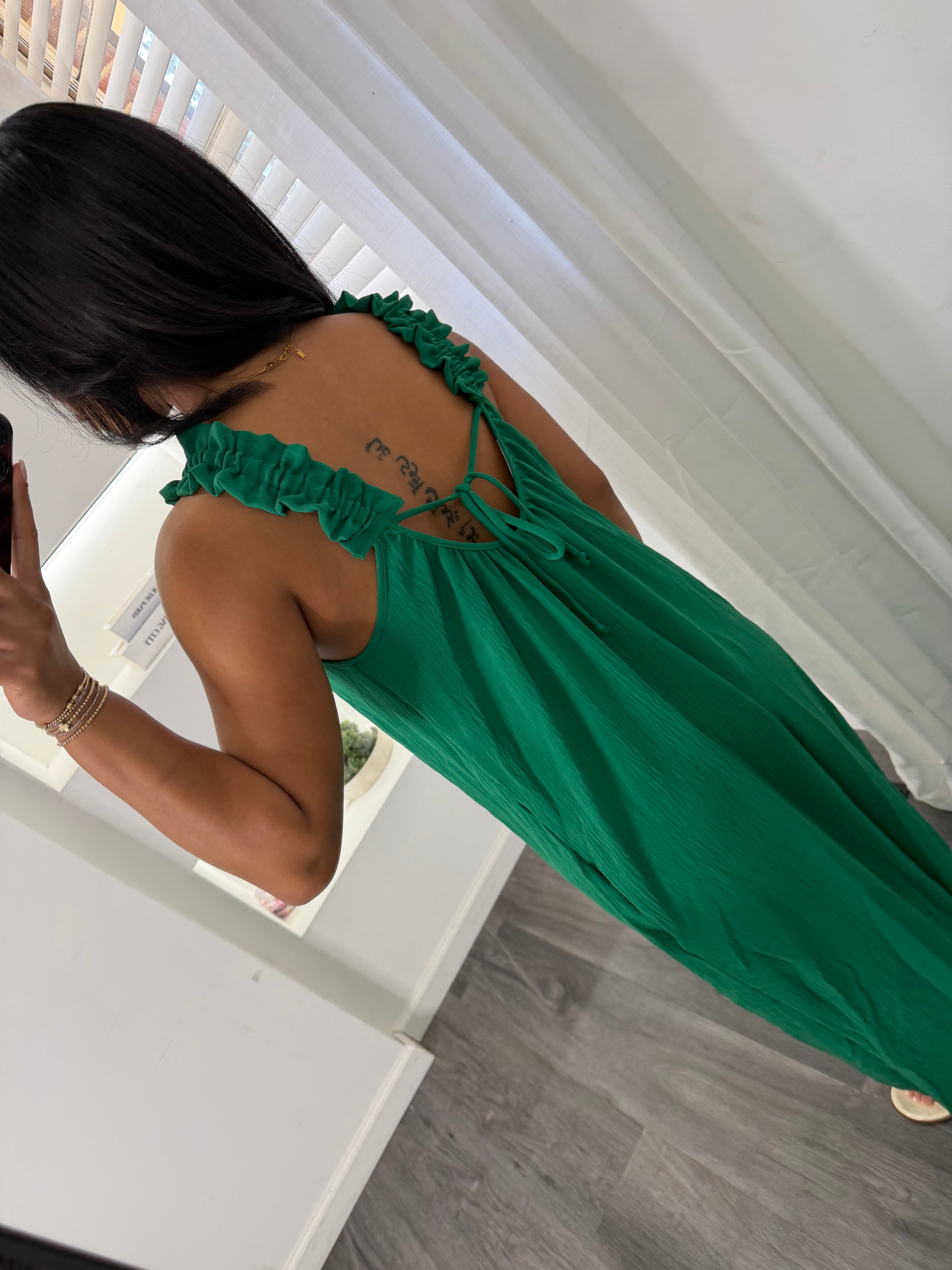 frills green jumpsuit