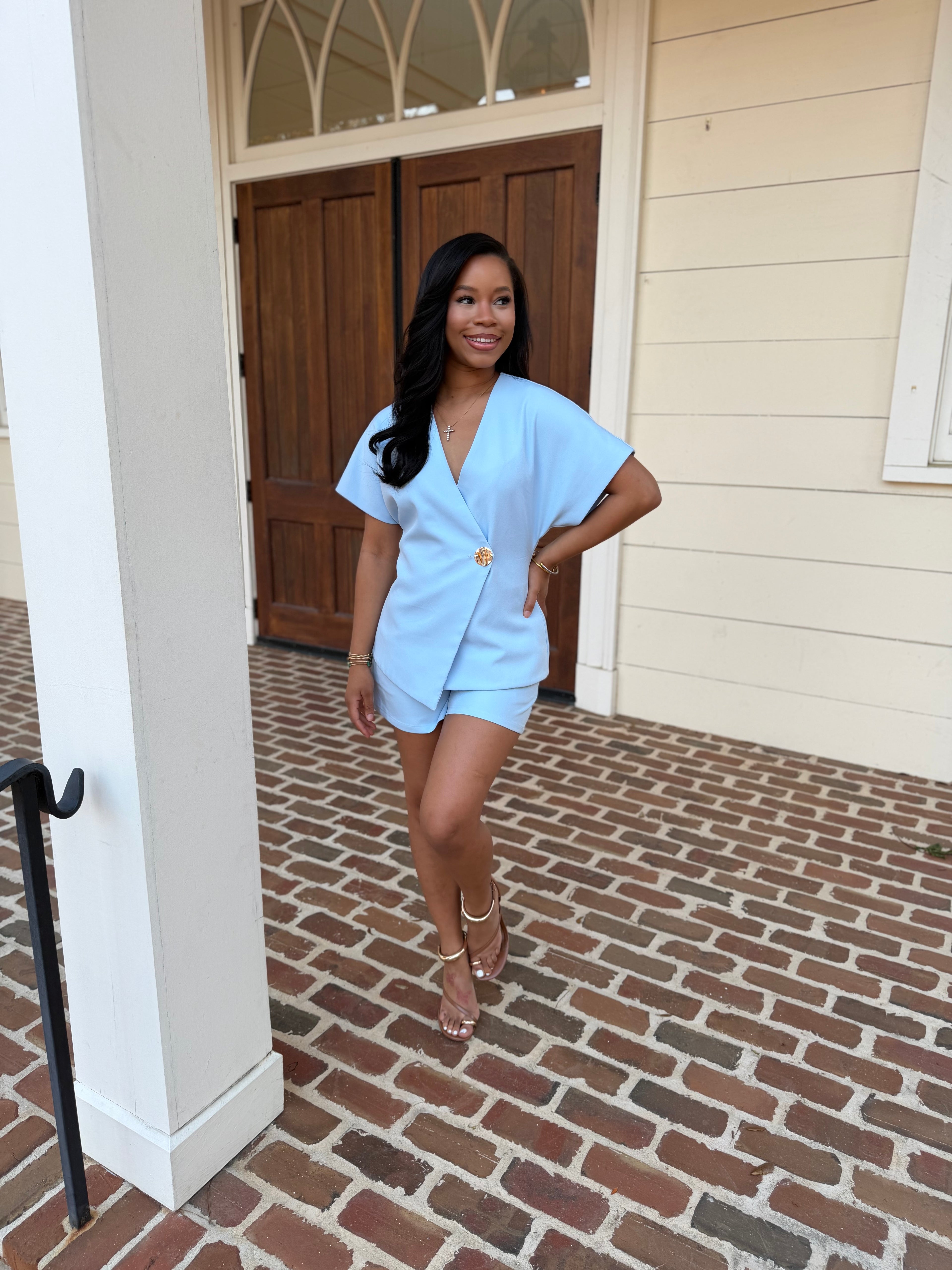 Bella blue matching short set