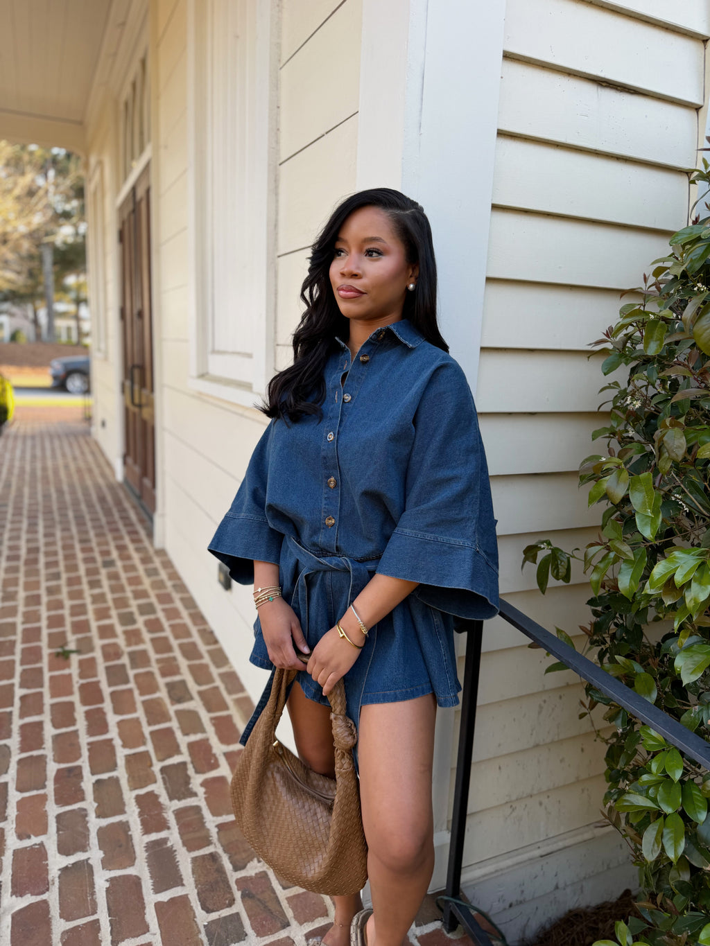 Belle denim romper