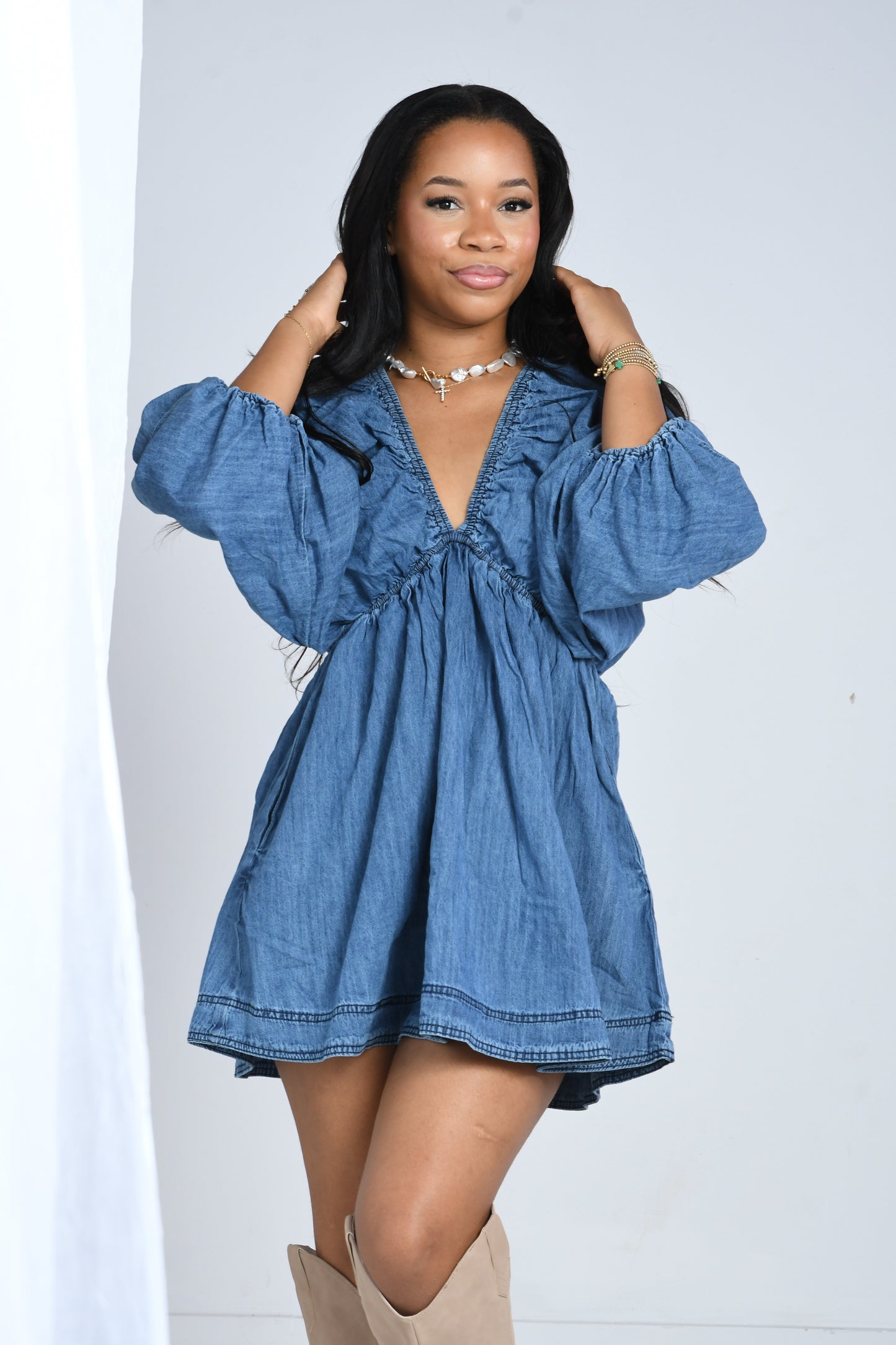 Denim daze mini dress