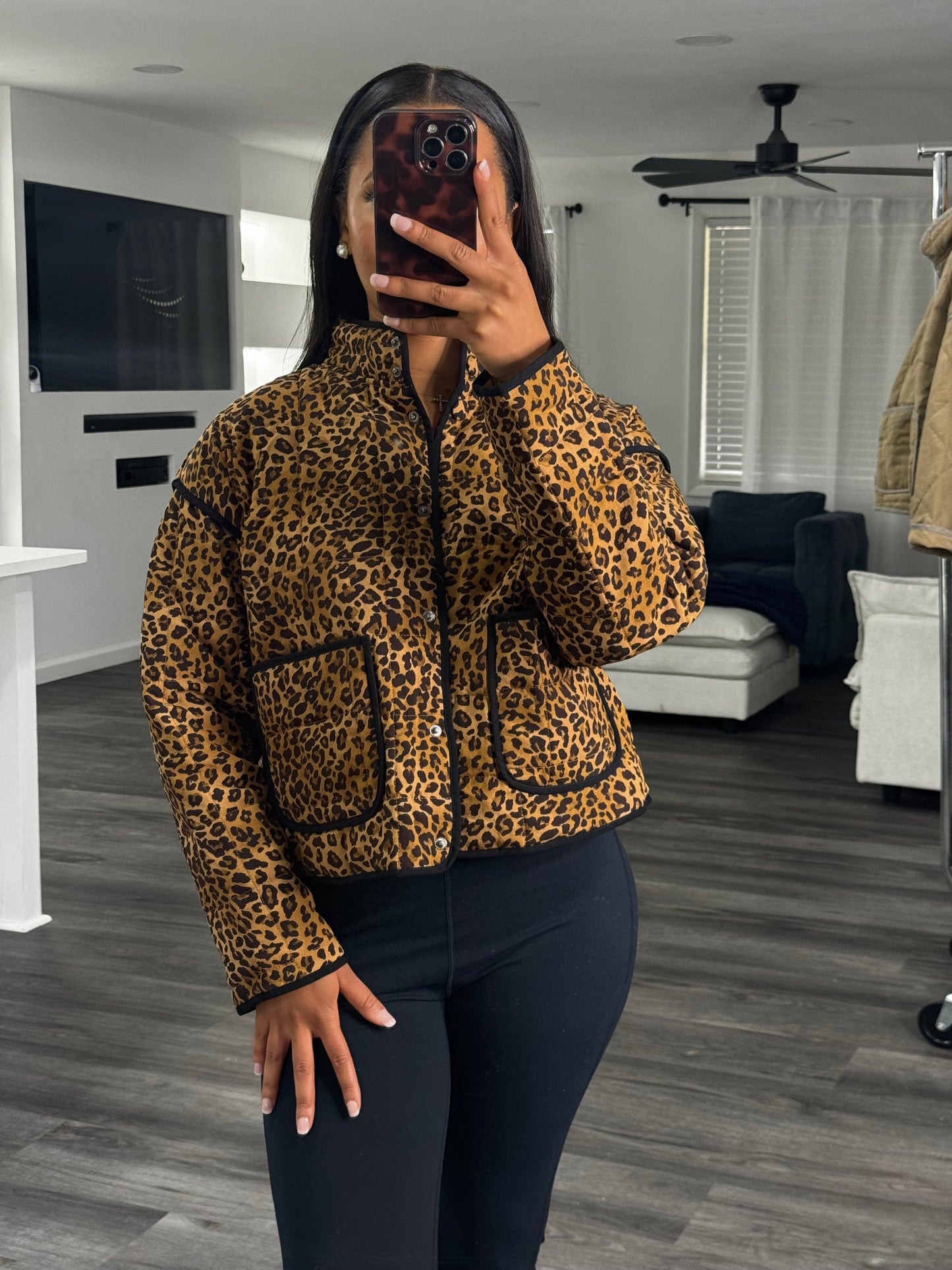 Cheetah print patch jacket