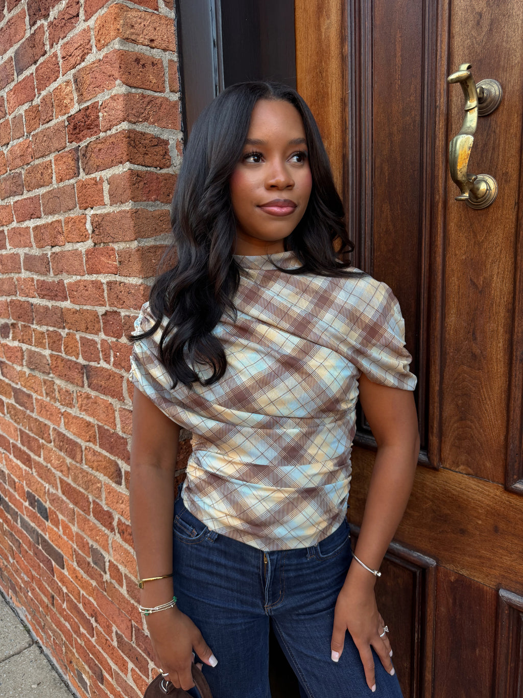 Plaid cape top
