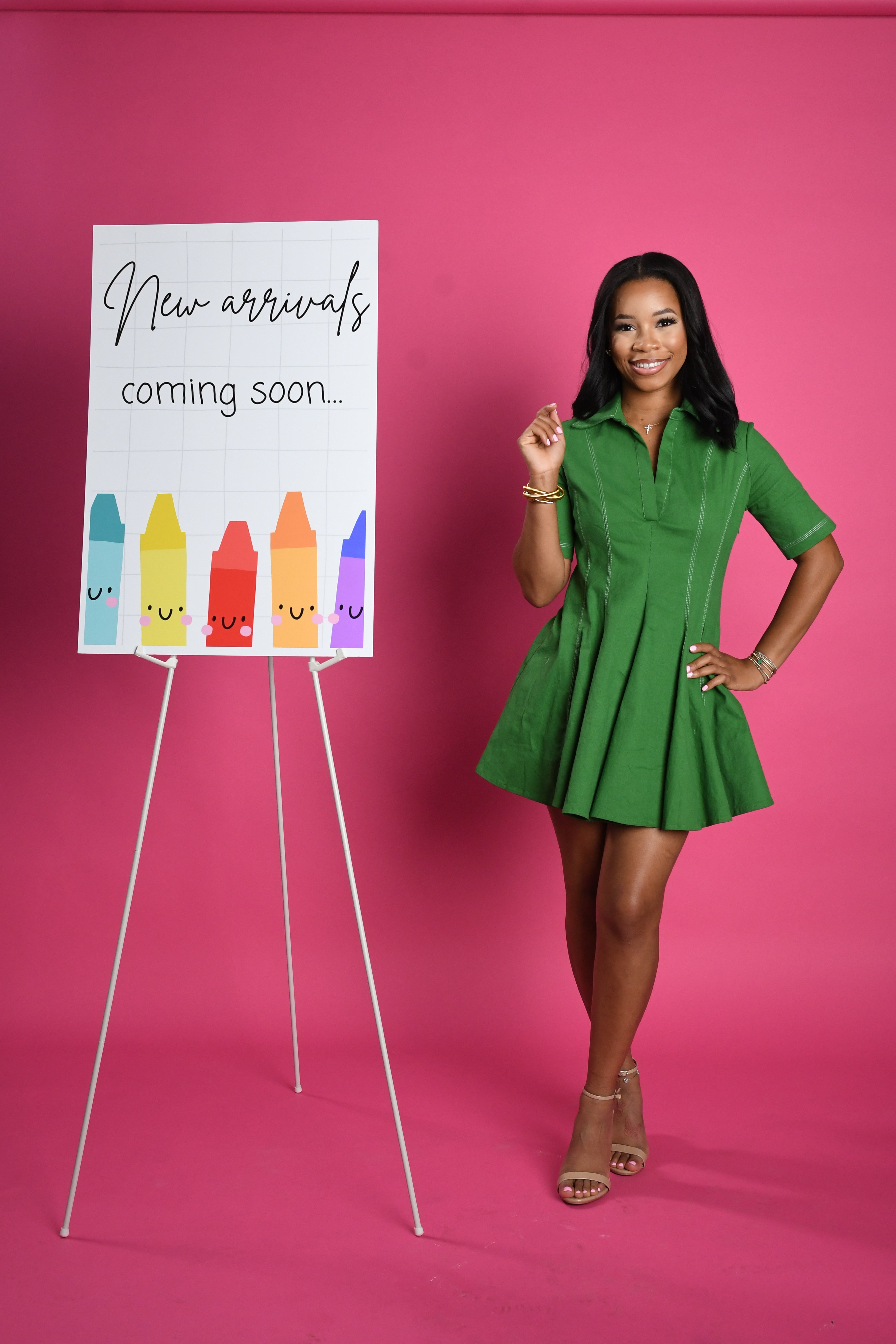 Green stitch mini dress