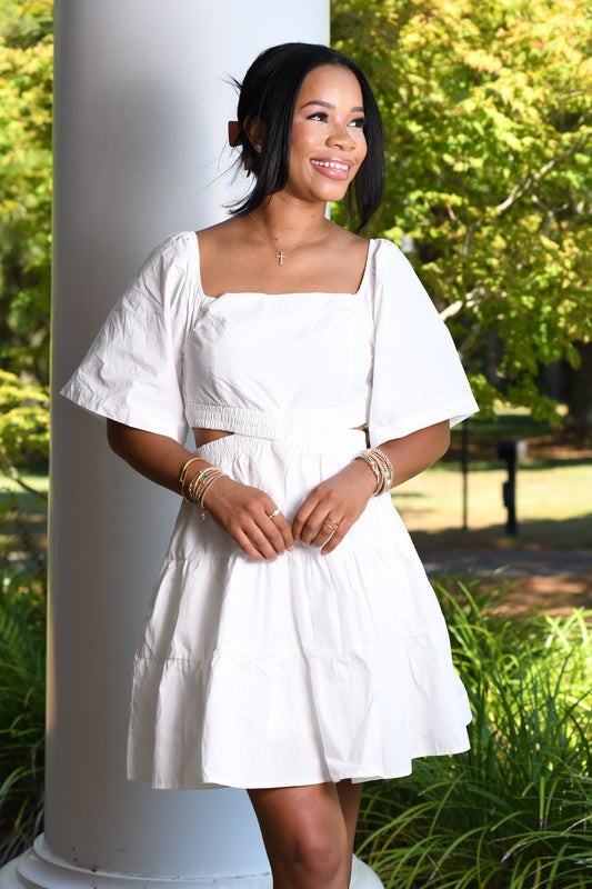 Fluff mini dress, white