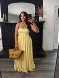 Lily smocked maxi dress, yellow