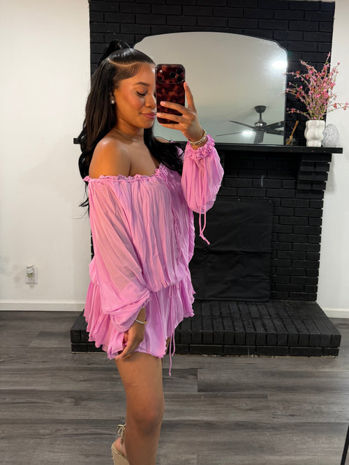 Babydoll pleated mini dress