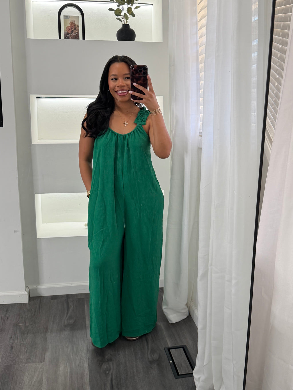 frills green jumpsuit