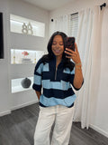 Navy striped quarter zip