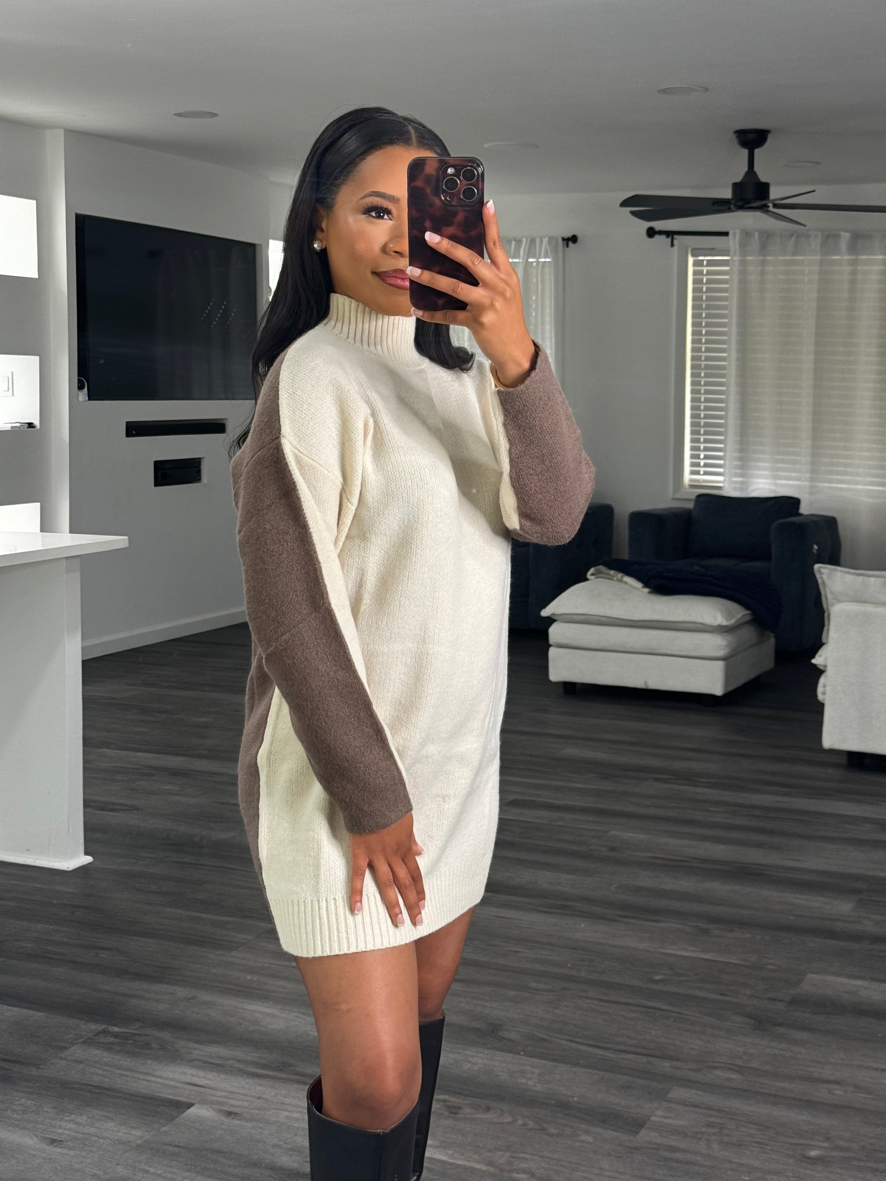 Color block sweater dress