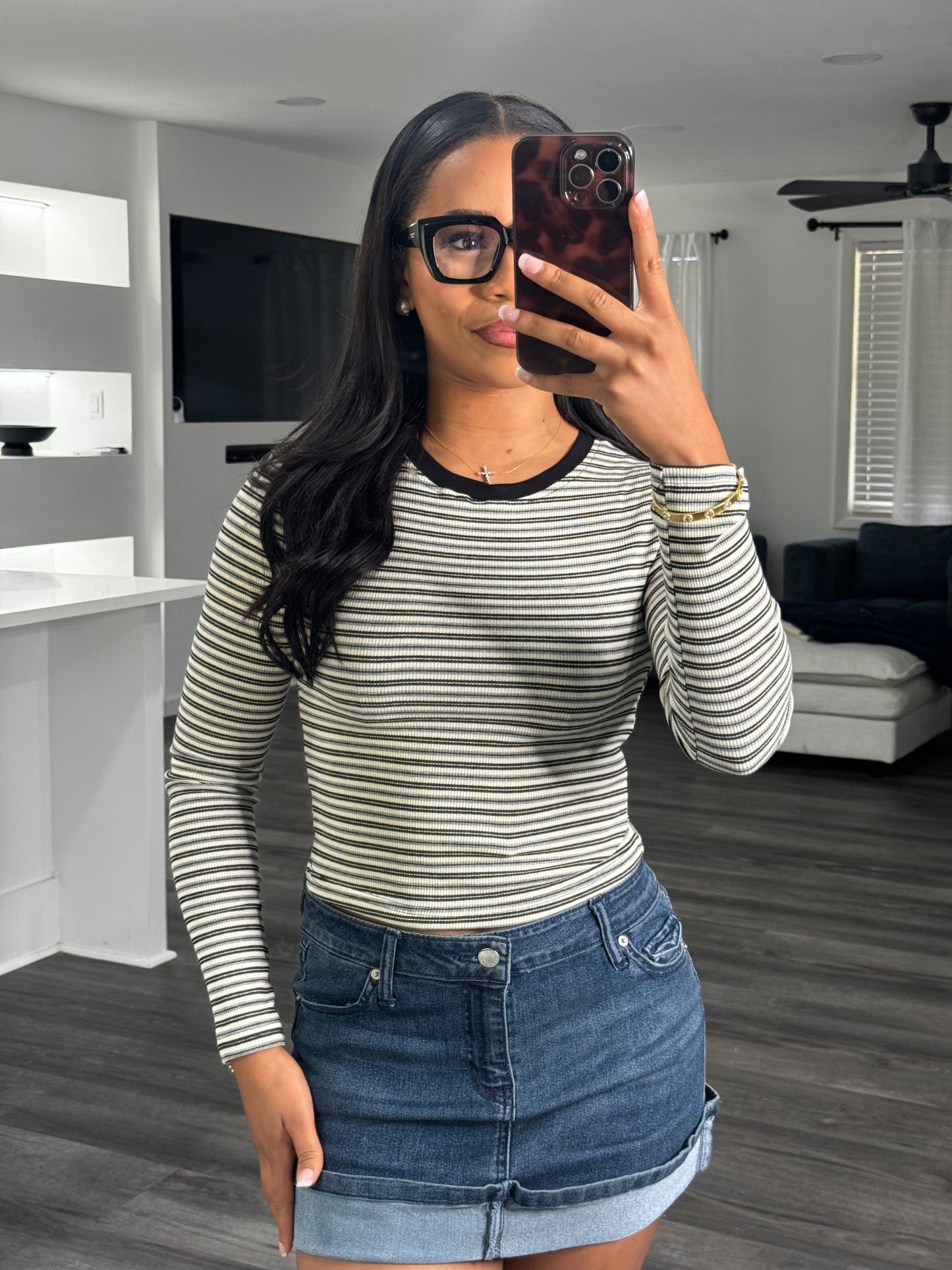 Black ribbed long sleeve tee