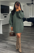 Half button sweater dress