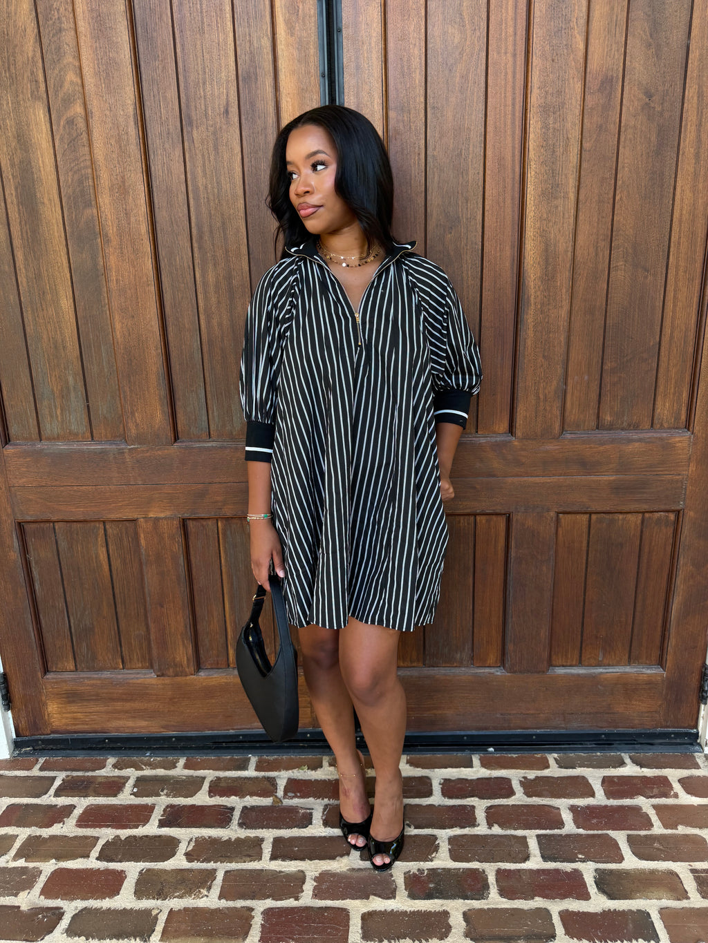 Kelly collared mini dress black (preorder)