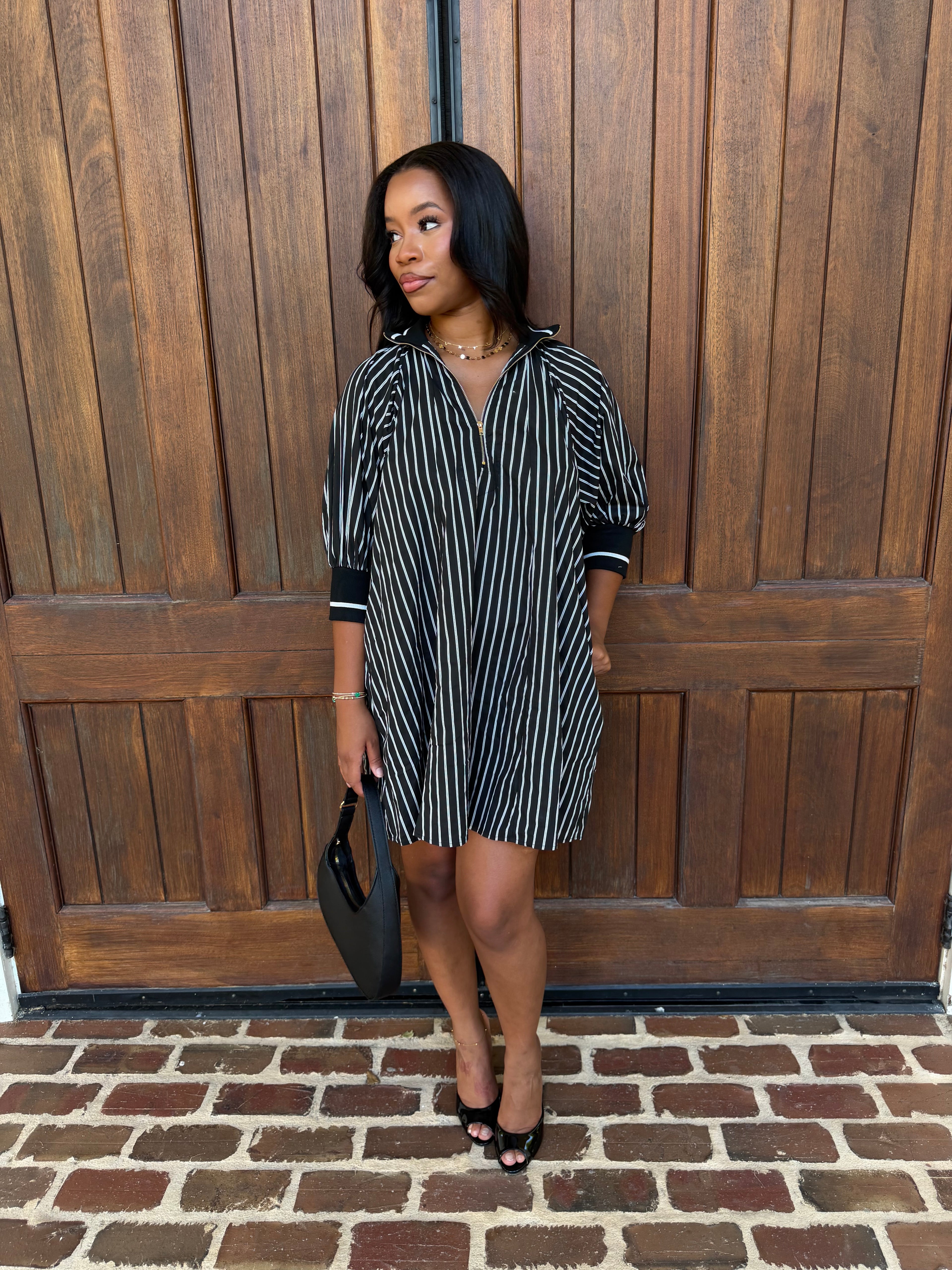 Kelly collared mini dress black (preorder)