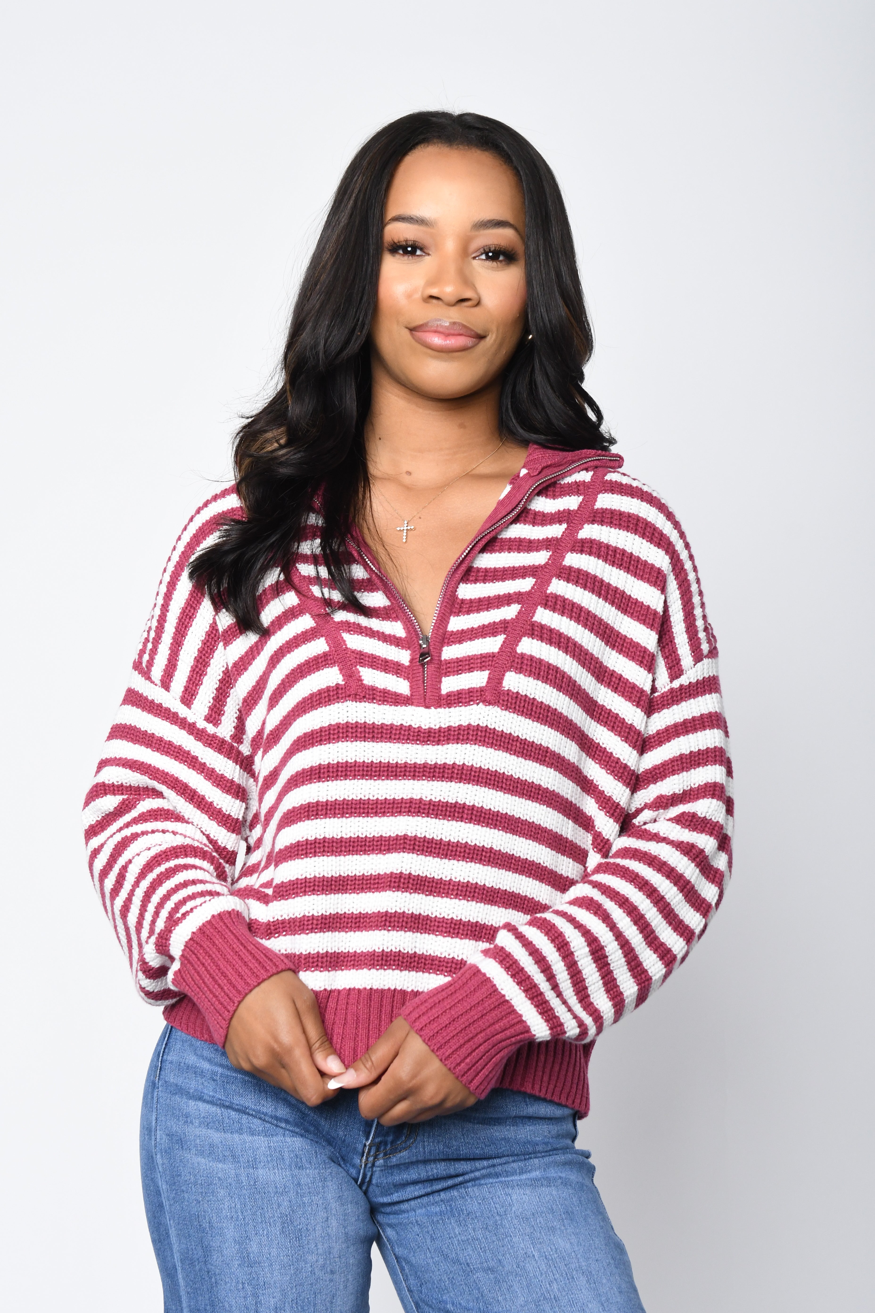 Cherry striped pullover