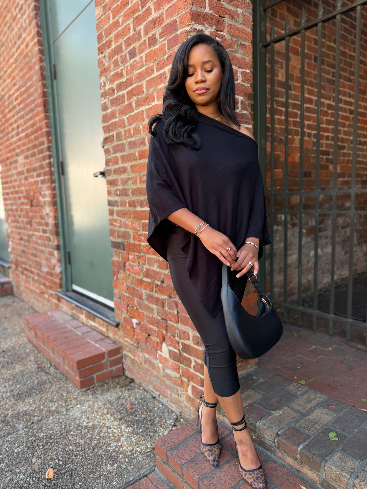 Black poncho top