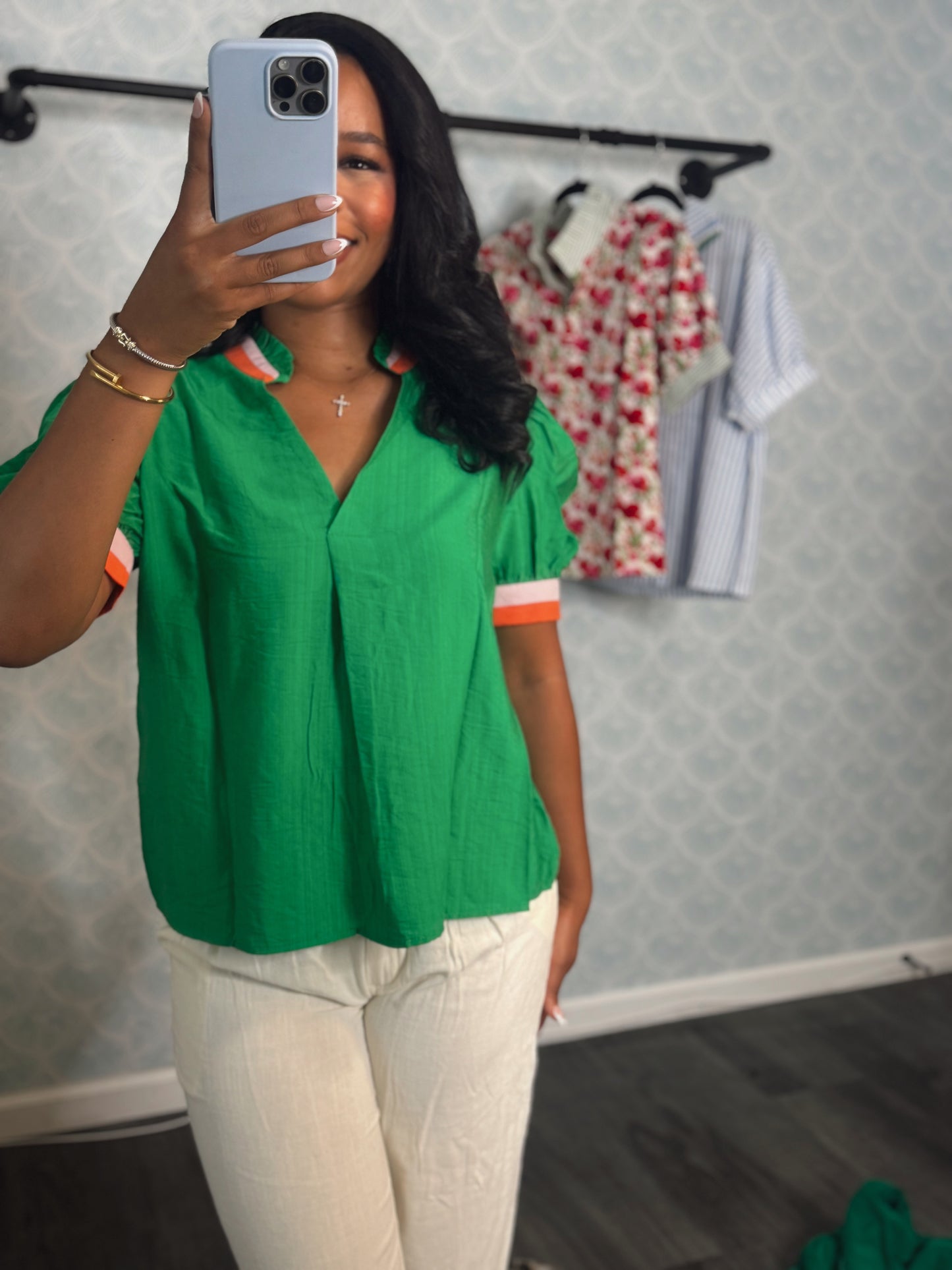 Green collar top
